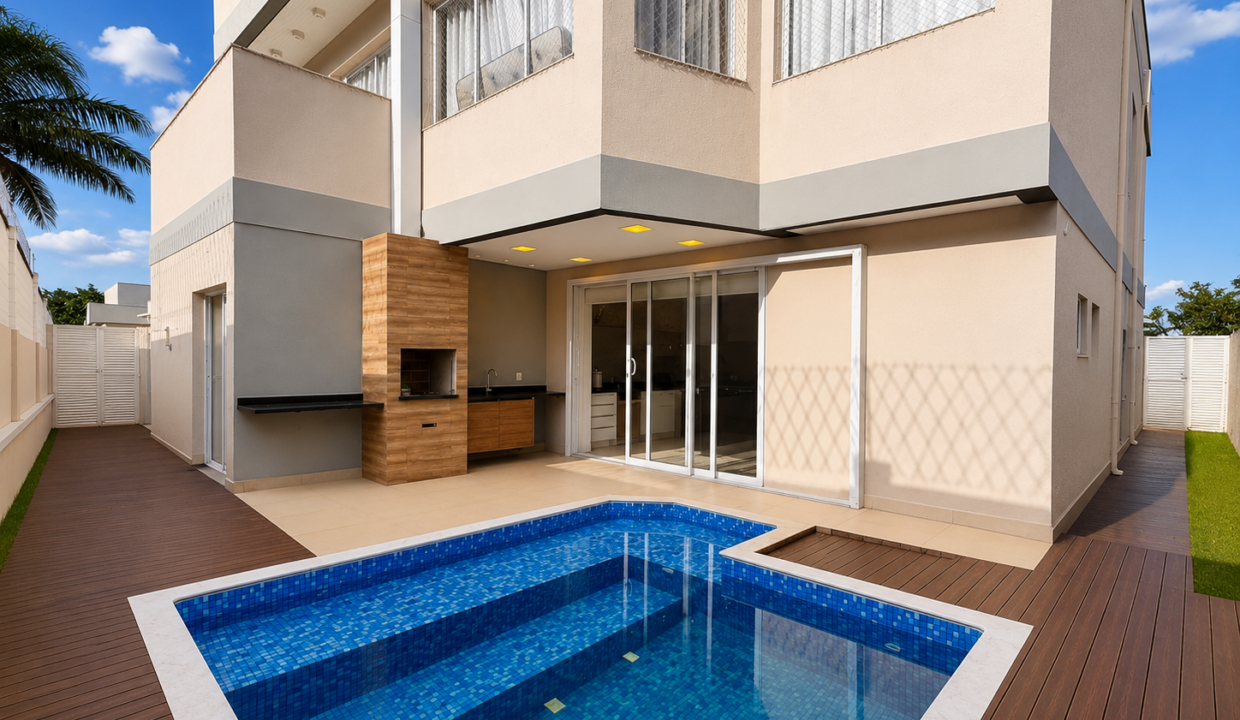 Casa moderna com piscina e deck