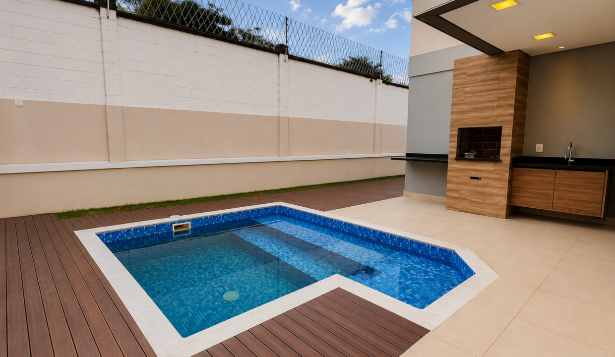 Pátio moderno com piscina e churrasqueira(1)